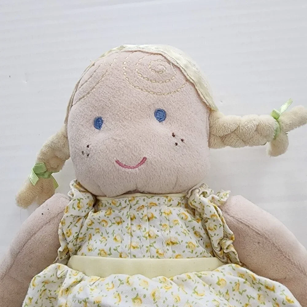 Carter's doll plush toy lovey  yellow dress shoes blonde braids blue eyes
